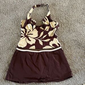 Jag Floral Halter tankini  in Cream and Brown